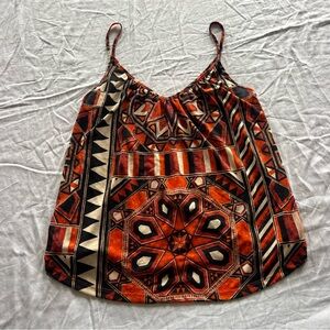 Geometric Print Spaghetti Strap Top